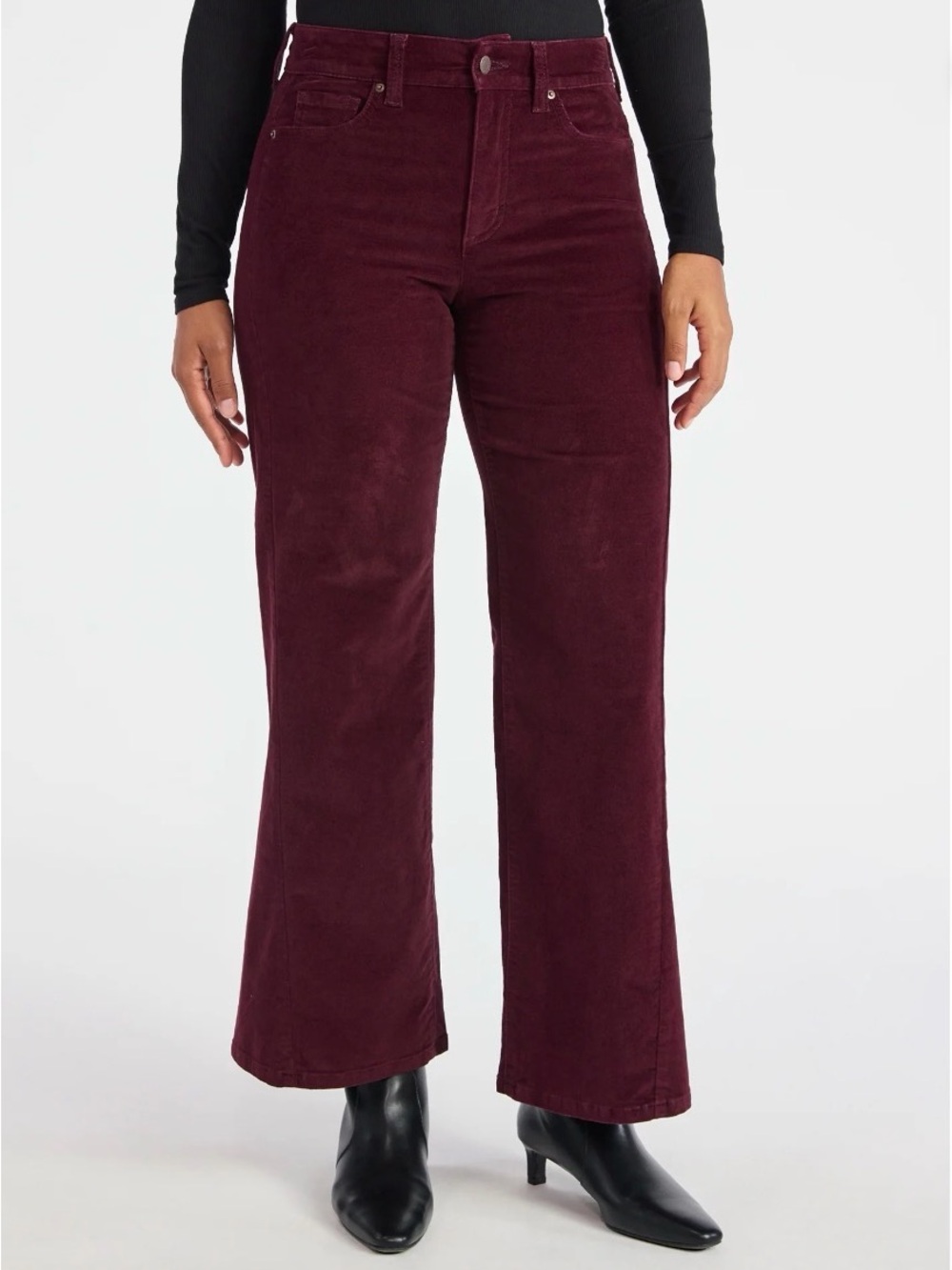 Time and Tru Women's Velvet Wide Leg Pants, 32" Inseam, Size 12